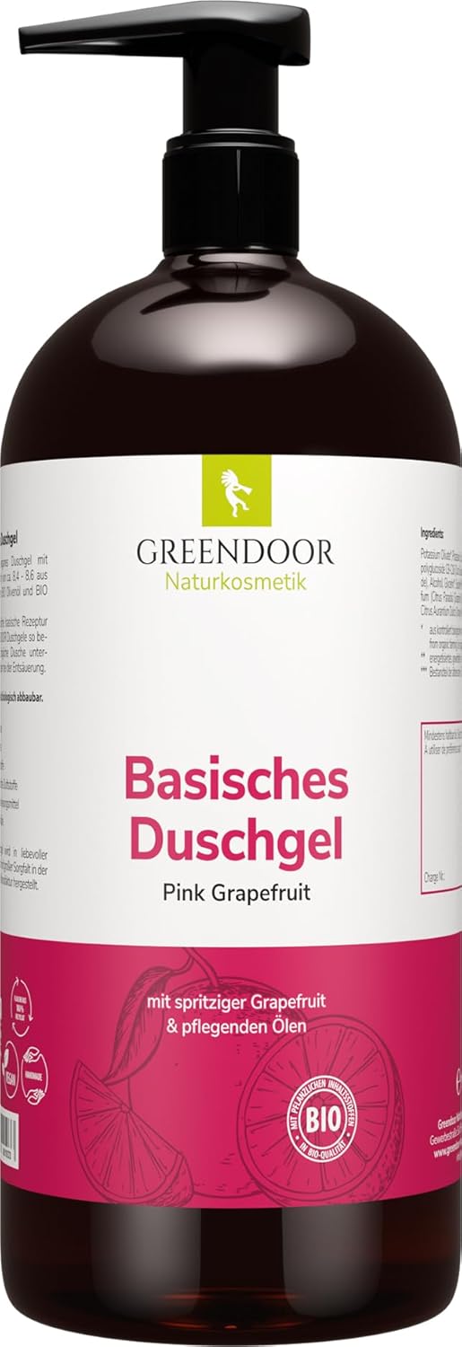 500 ml Greendoor alkaline Shower gel Pink Grapefruit 100 Natural Natural cosmetics without silicone without Sulphate no preservatives