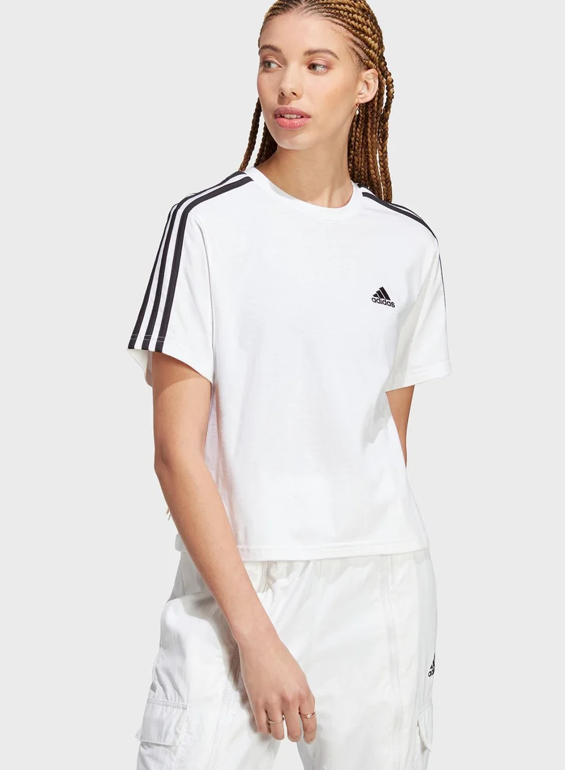 Adidas Essentials 3-Stripes Single Jersey Crop Top