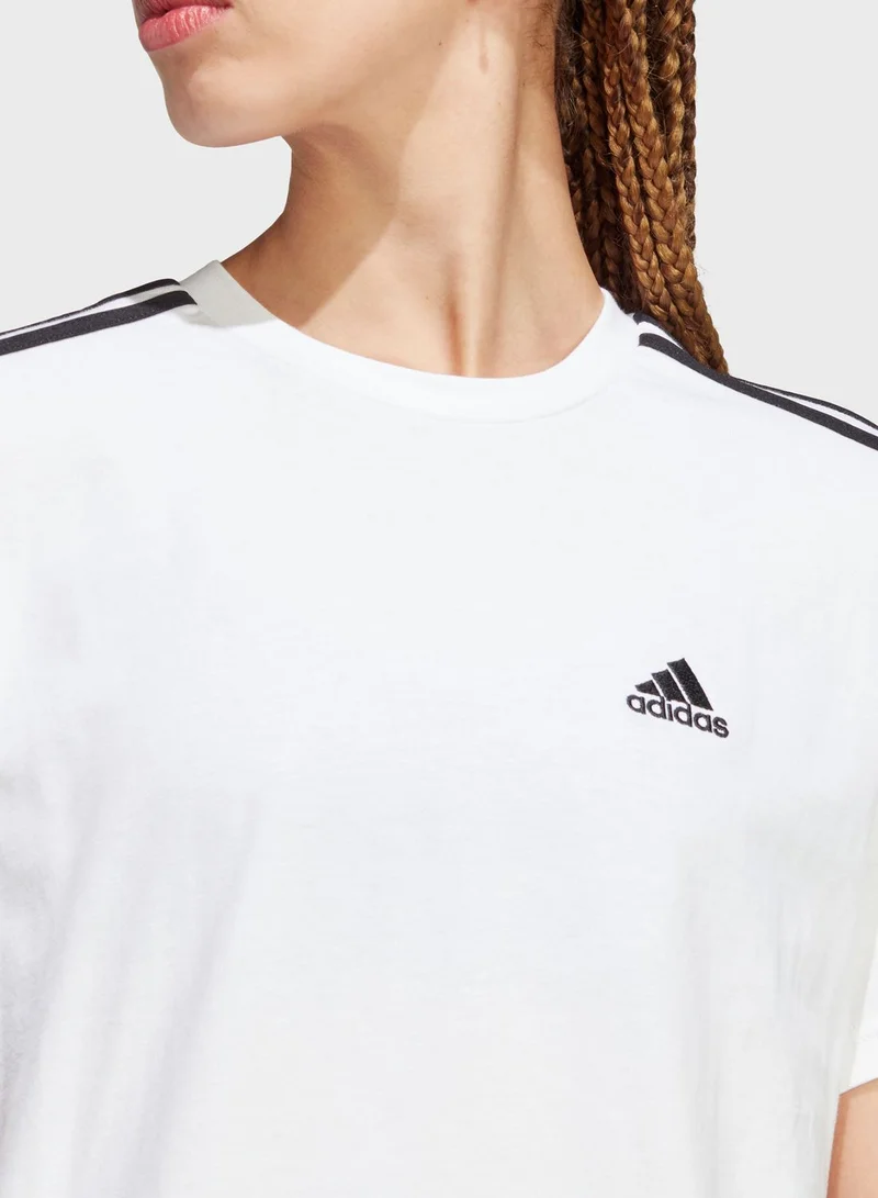 Adidas  Essentials 3-Stripes Single Jersey Crop Top for Women | Best Price UAE