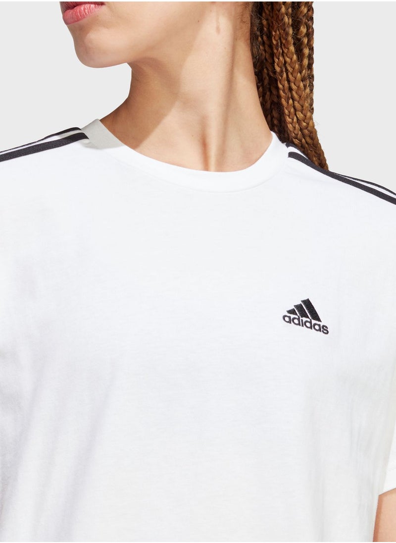 Adidas - Essentials 3-Stripes Single Jersey Crop Top - Image 1