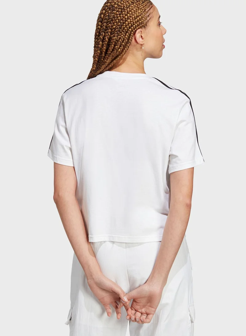 Adidas Essentials 3-Stripes Single Jersey Crop Top