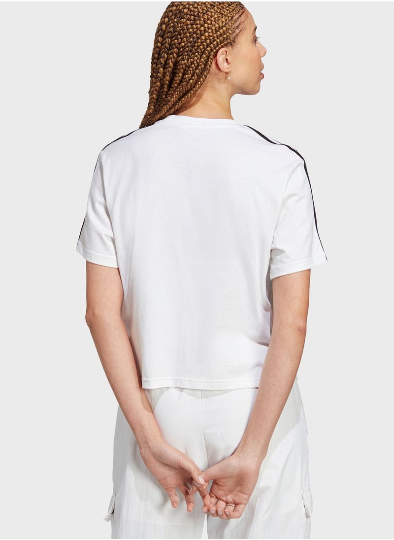 Adidas - Essentials 3-Stripes Single Jersey Crop Top - Image 1