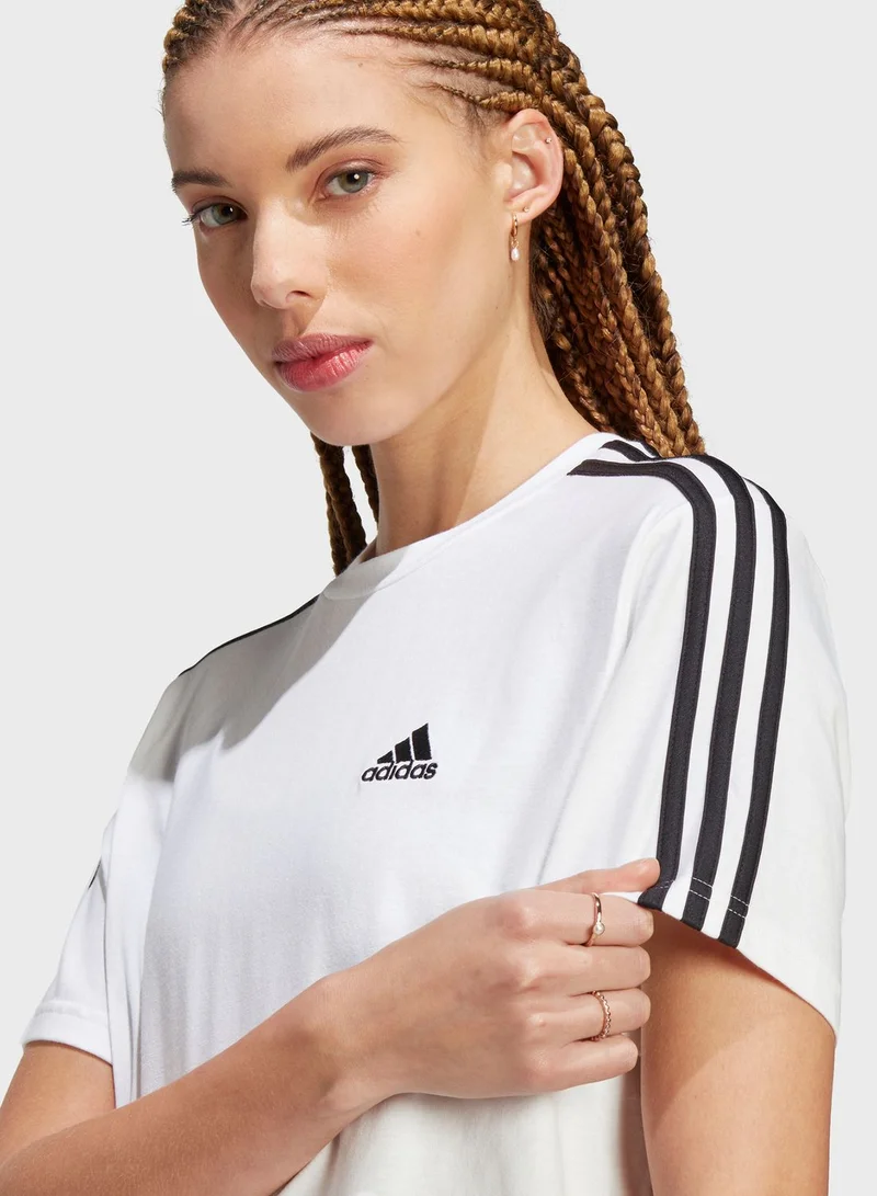 Adidas  Essentials 3-Stripes Single Jersey Crop Top for Women | Best Price UAE