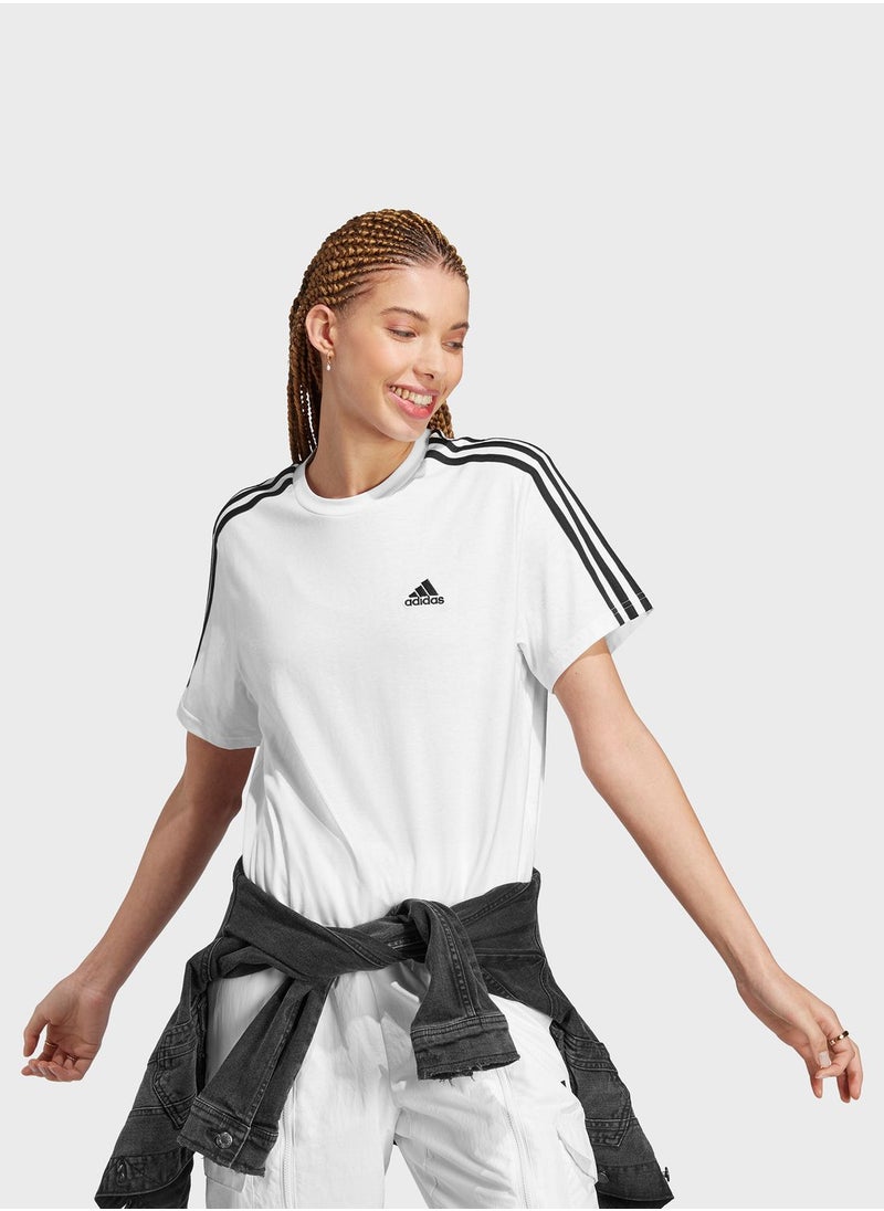 Adidas - Essentials 3-Stripes Single Jersey Crop Top - Image 1