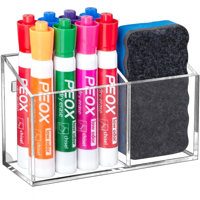BEYGORM Magnetic Dry Erase Marker Holder for Whiteboard,Non-slip Acrylic Magnet Pen Holder for Fridge Refrigerator,Locker Organizer for Work,Locker Accessories,Pencil Cup for Desk,Marker Organizer - Image 1