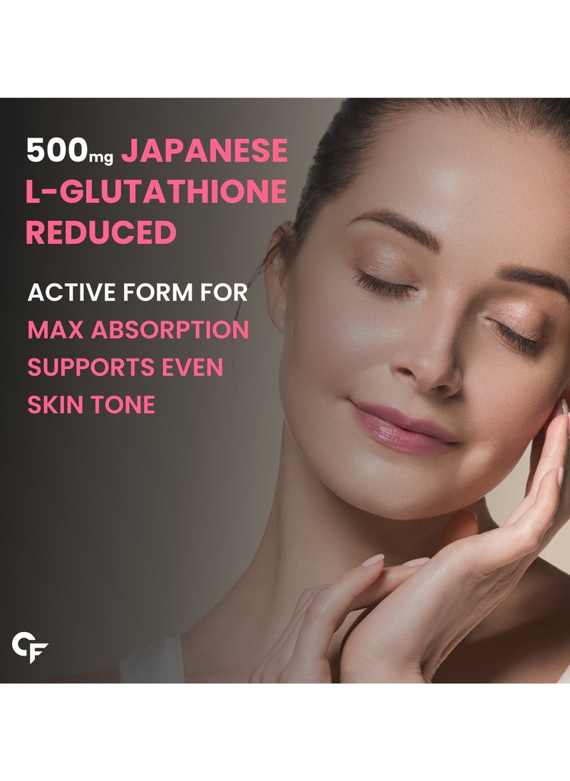 CARBAMIDE FORTE - L Glutathione Reduced +  500mg Tablets For Skin Heath | L Glutathione With Hyaluronic Acid, Vitamin E, Lycopene & Biotin– 30 Veg Tablets - Image 1