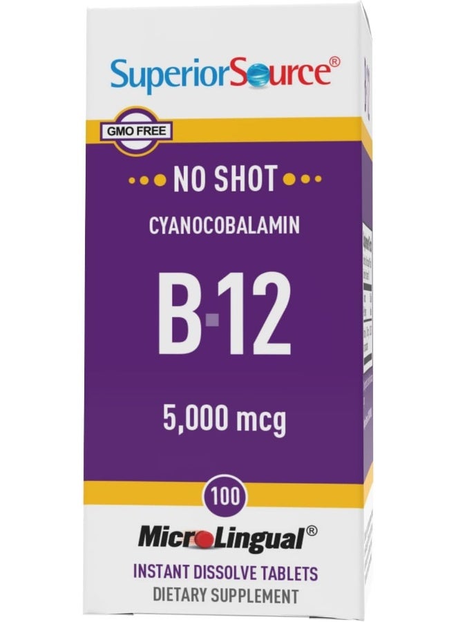 Superior Source Vitamin B12 Cyanocobalamin 5000 mcg Tablets for Adults - Image 5