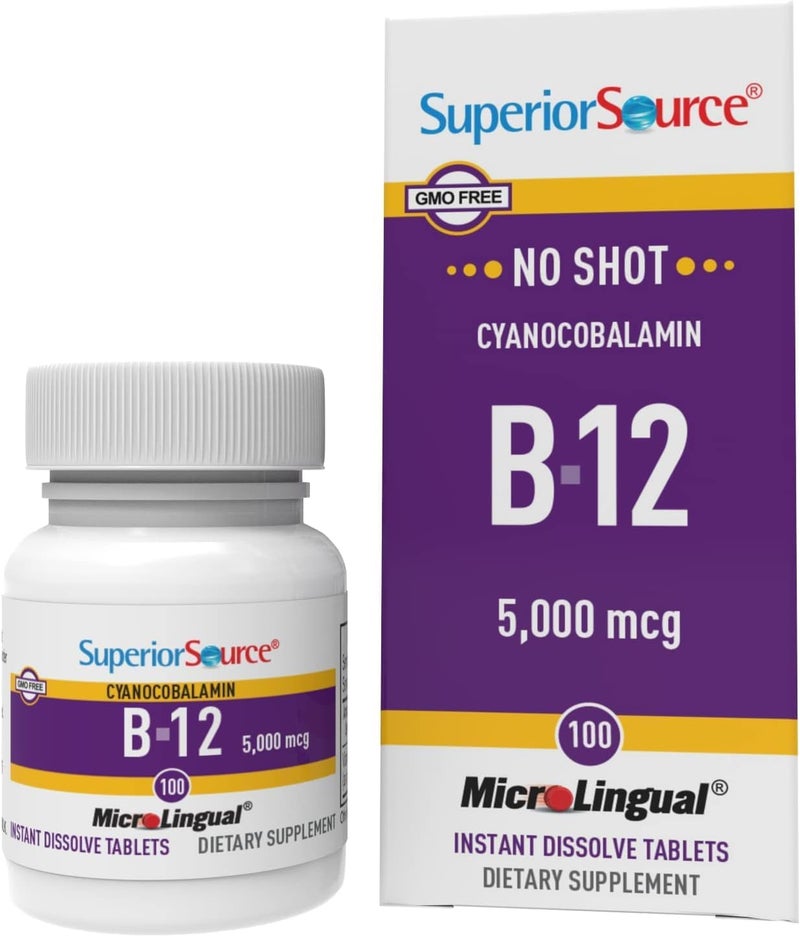 Superior Source Vitamin B12 Cyanocobalamin 5000 mcg Tablets for Adults - Image 1