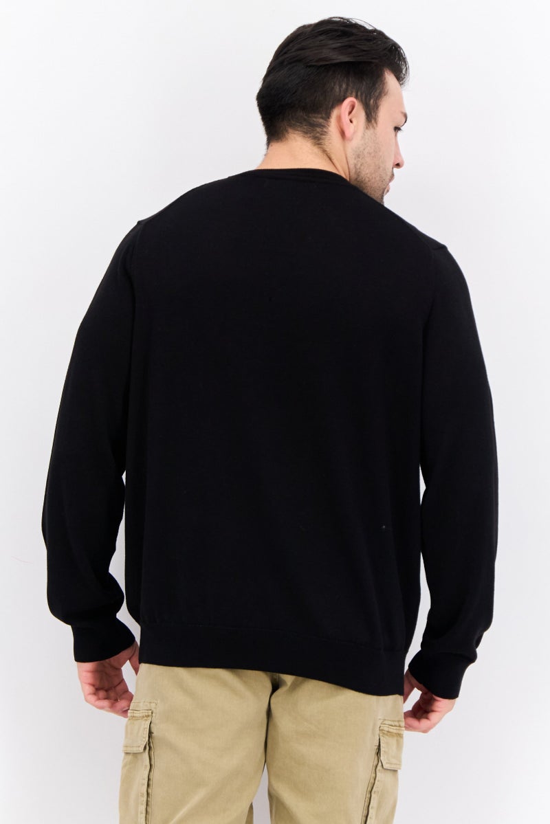 PERRY ELLIS Men V-Neck Plain Long Sleeves Sweatshirt, Black - Image 2