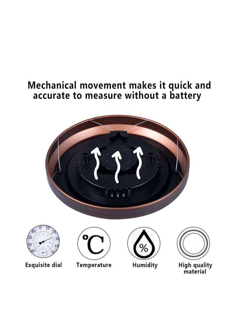 SYOSI Indoor Outdoor Thermometer Wireless - Wall Hygrometer with Stainless Steel Enclosure for Patio, Weather Hygrometer, No Battery Required Hanging Round 8" in Diameter - Image 5
