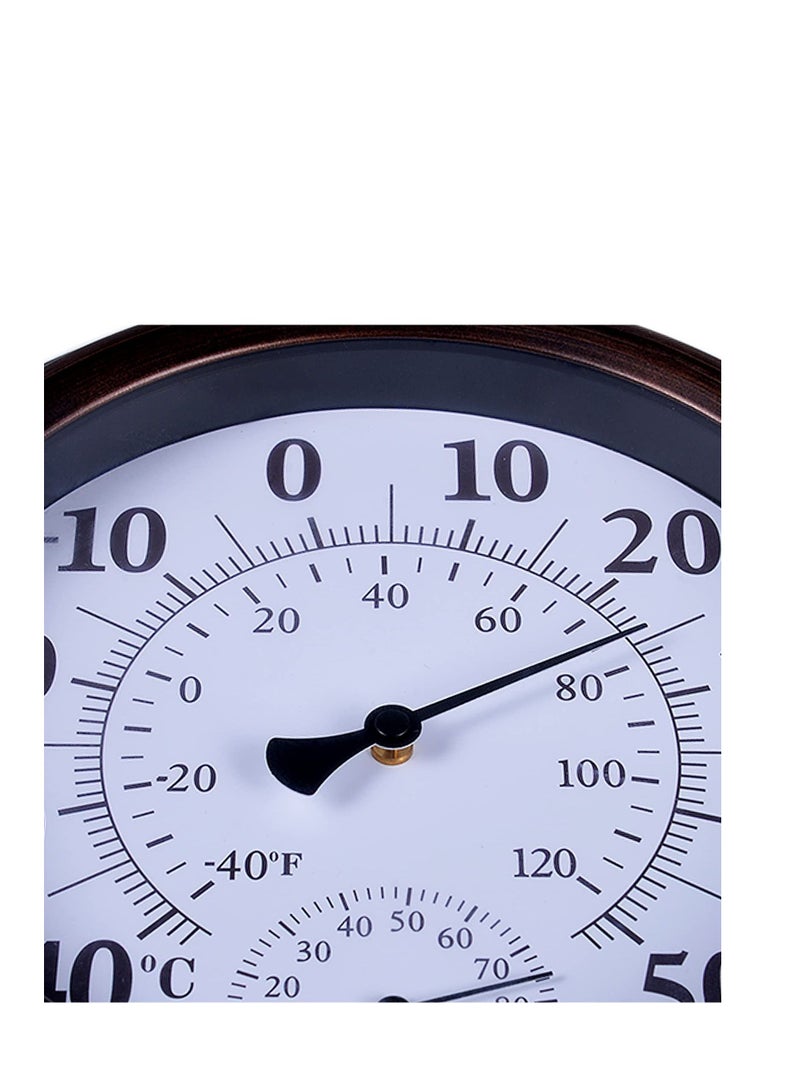 SYOSI Indoor Outdoor Thermometer Wireless - Wall Hygrometer with Stainless Steel Enclosure for Patio, Weather Hygrometer, No Battery Required Hanging Round 8" in Diameter - Image 2