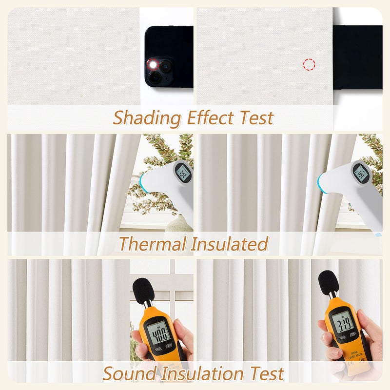 Guken Ivory 100% Blackout Curtains 84 Inch Length 2 Panels Set for Living Room Bedroom Back Tab Thermal Insulated Black Out Linen Drapes Room Darkening Window Curtains 84 Inches Long - Image 5