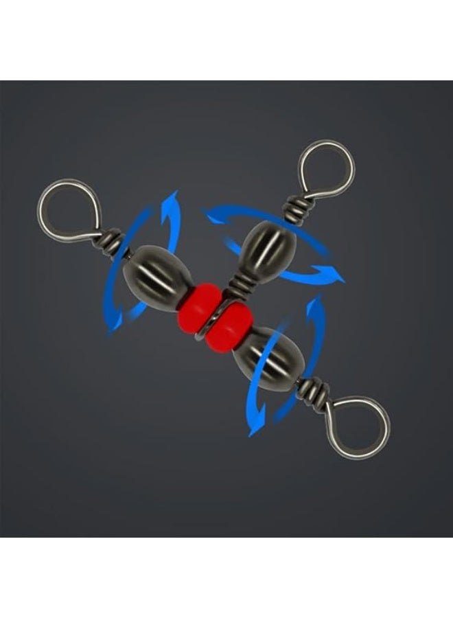 Triple Rolling Red Fish Swivels Tackle Triple Rolling Swivel Saltwater Freshwater Fishing Tackle Accessories Crossline Trolling Line Lure Connector - Image 3