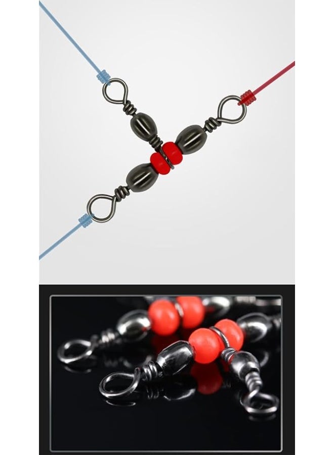 Triple Rolling Red Fish Swivels Tackle Triple Rolling Swivel Saltwater Freshwater Fishing Tackle Accessories Crossline Trolling Line Lure Connector - Image 5