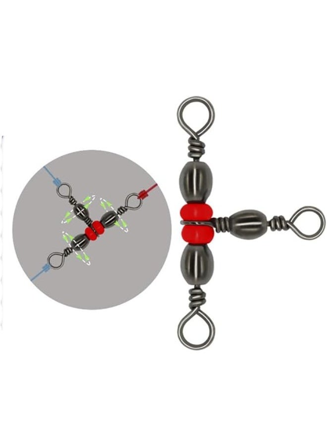 Triple Rolling Red Fish Swivels Tackle Triple Rolling Swivel Saltwater Freshwater Fishing Tackle Accessories Crossline Trolling Line Lure Connector - Image 1