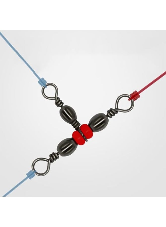 Triple Rolling Red Fish Swivels Tackle Triple Rolling Swivel Saltwater Freshwater Fishing Tackle Accessories Crossline Trolling Line Lure Connector - Image 4