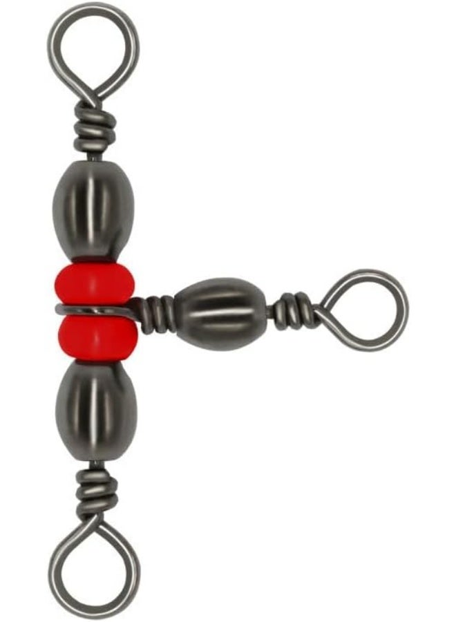 Triple Rolling Red Fish Swivels Tackle Triple Rolling Swivel Saltwater Freshwater Fishing Tackle Accessories Crossline Trolling Line Lure Connector - Image 2