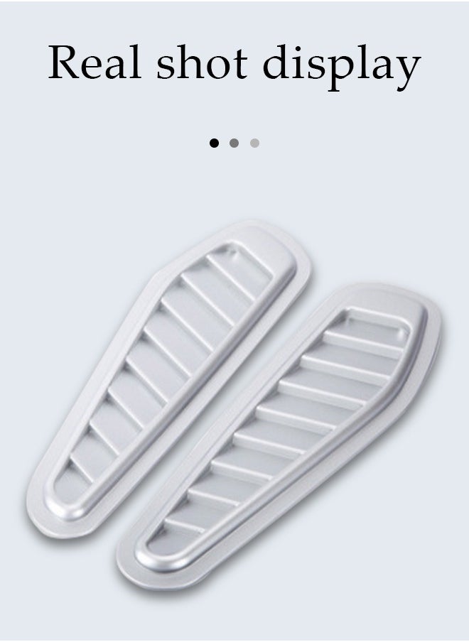 DUNISO - 2Pcs Car Side Air Flow Grille Auto Side Mesh Vent Decor Fender Intake Grille Trim Ornament Exterior Hood Scoop Decorative Cover Shark Vent Trims Universal for Cars（Sliver） - Image 1