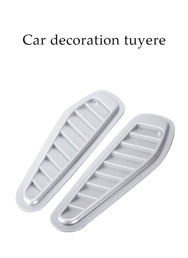 DUNISO - 2Pcs Car Side Air Flow Grille Auto Side Mesh Vent Decor Fender Intake Grille Trim Ornament Exterior Hood Scoop Decorative Cover Shark Vent Trims Universal for Cars（Sliver） - Image 1