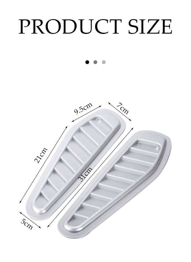 DUNISO - 2Pcs Car Side Air Flow Grille Auto Side Mesh Vent Decor Fender Intake Grille Trim Ornament Exterior Hood Scoop Decorative Cover Shark Vent Trims Universal for Cars（Sliver） - Image 1