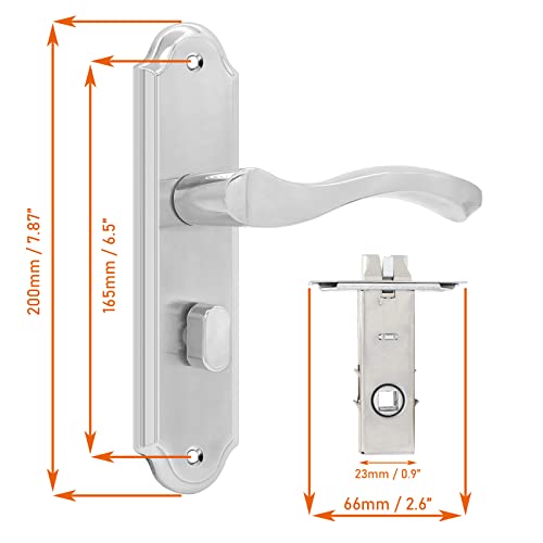 LDEXIN Front Door Lock Set Single Cylinder Handle and Deadbolt Lock Set with Door Lever 65 Screw Hole Distance Silver - Image 3