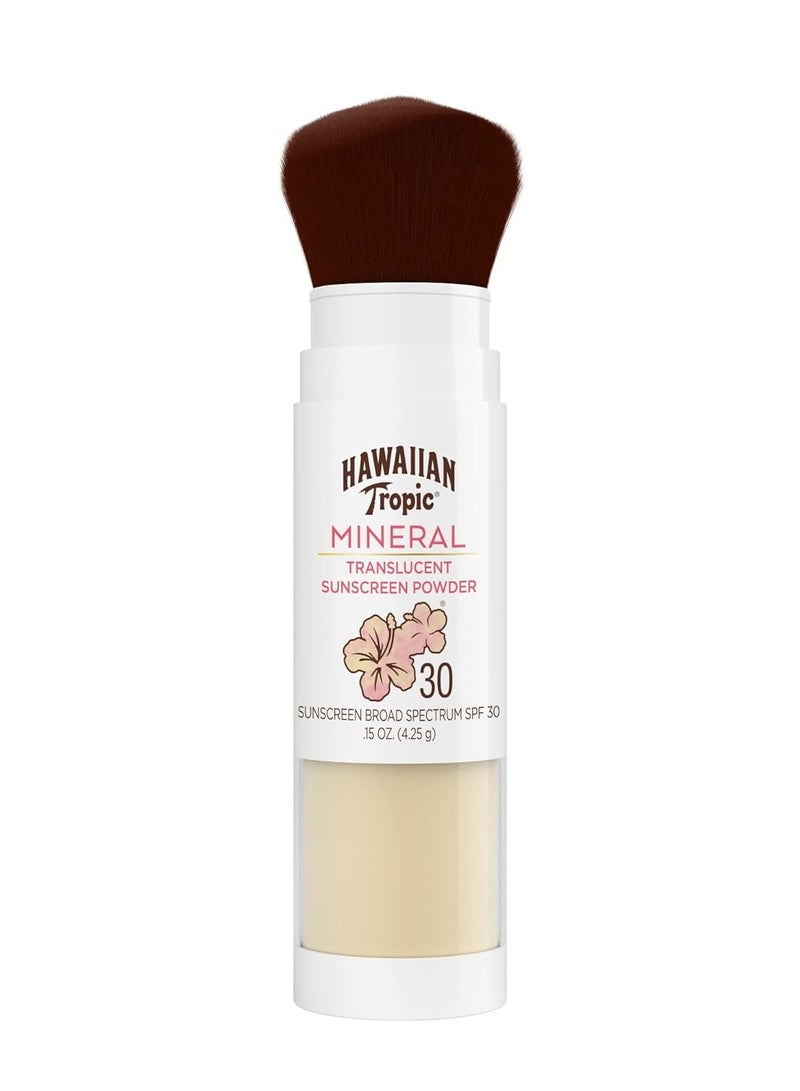 Hawaiian Tropic Hawaiian Tropic Mineral Powder Sunscreen Brush SPF 30 | Stocking Stuffers for Adults, Christmas Gifts, Winter Vacation Essentials, SPF Powder Sunscreen for Face, Brush On Sunscreen Powder, 0.15oz - Image 1