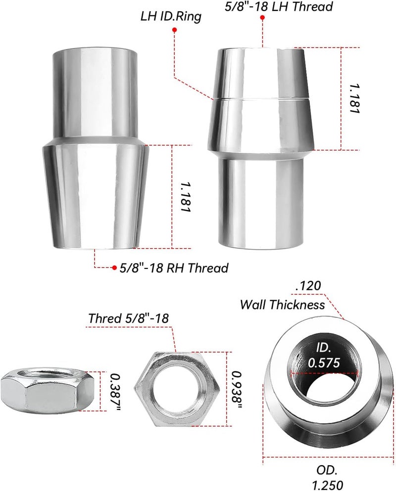 TADYAO 5/8" Heim Joints Rod End Kit with Tube Adapters and Jam Nuts, 2 Set - Image 5