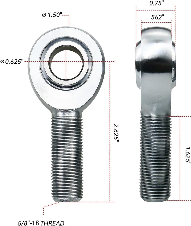 TADYAO 5/8" Heim Joints Rod End Kit with Tube Adapters and Jam Nuts, 2 Set - Image 4
