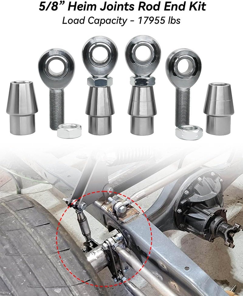 TADYAO 5/8" Heim Joints Rod End Kit with Tube Adapters and Jam Nuts, 2 Set - Image 2