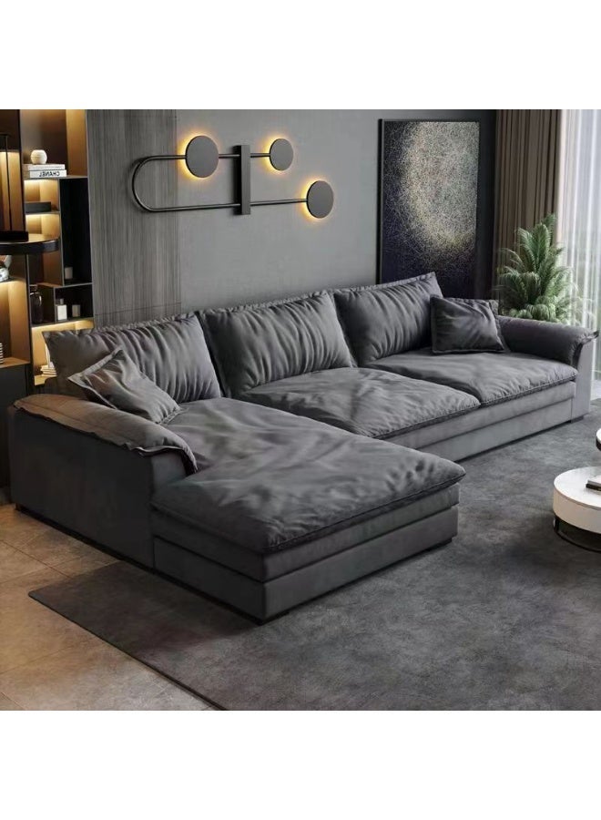 AL Zakharef Furniture Modern L-Shaped Fabric Sofa with Chaise Lounge, Deep Seating, Soft Cushions, Premium Grey 320 × 180 × 75 cm - Image 1