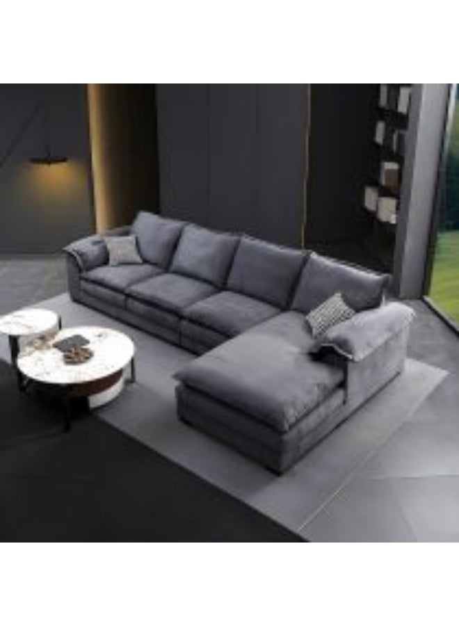 AL Zakharef Furniture Modern L-Shaped Fabric Sofa with Chaise Lounge, Deep Seating, Soft Cushions, Premium Grey 320 × 180 × 75 cm - Image 5