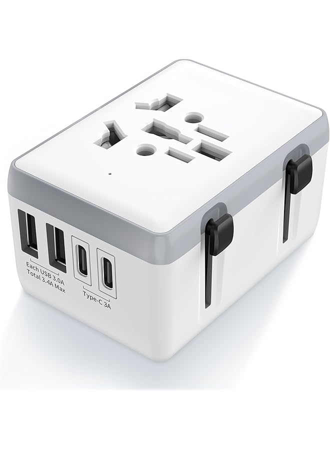 PROMASS Universal Travel Adapter,International Plug Adapter,Universal Plug Adaptor,Wall Charger with 2USB-C and 2USB-A Ports,International Travel Power Adapter for Multi Countries EU,USA,UK,AU,Hong Kong etc. - Image 1