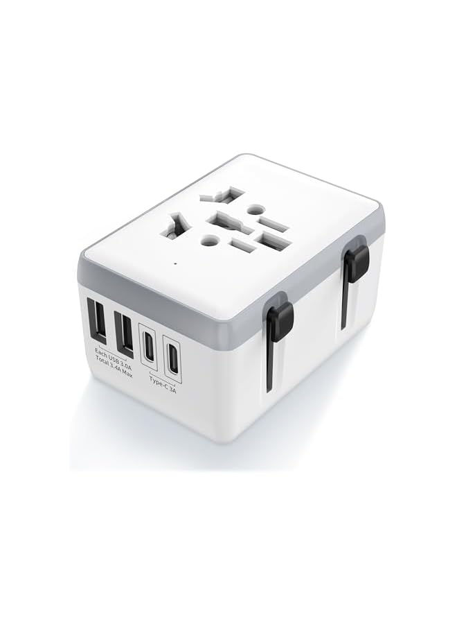 PROMASS Universal Travel Adapter,International Plug Adapter,Universal Plug Adaptor,Wall Charger with 2USB-C and 2USB-A Ports,International Travel Power Adapter for Multi Countries EU,USA,UK,AU,Hong Kong etc. - Image 2