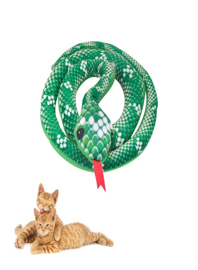 Andiker Catnip Toy,31.5inches Stuff Snake Interactive Snake Toy for Cats to Chew and Scrab (Green) - Image 1