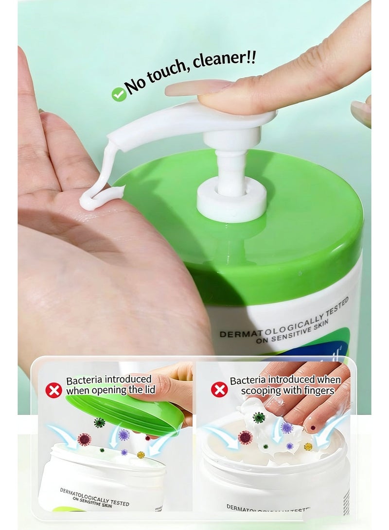 مضخة توزيع لكريم الترطيب Cetaphil (الكريم غير مرفق)، 2 رأس مضخة متوافقة مع عبوات إعادة التعبئة الكبيرة سعة 453 جرام، تصميم مانع للتسرب، 2 عبوات سفر قابلة لإعادة التعبئة (أسود/أبيض) - Image 3