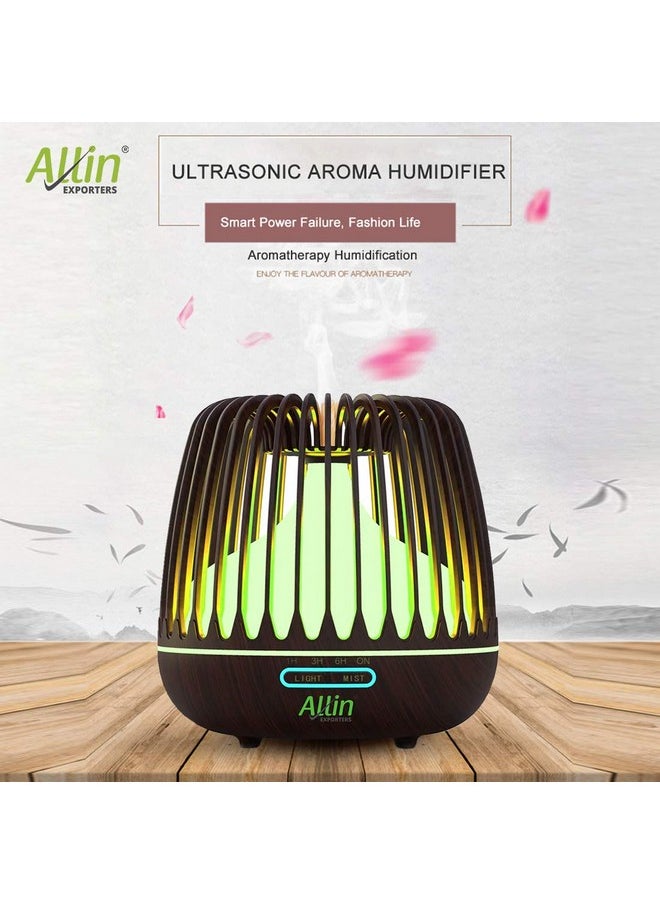 Allin Exporters Allin Exporters DT-506H Aromatherapy Diffuser Essential Oil 4 in 1 to Purify, Ionize, Humidify & Spread Aroma Ultrasonic Humidifier Cool Mist with 7 Color Changing LED Lights (500ml, Dark Wood)  - Image 4