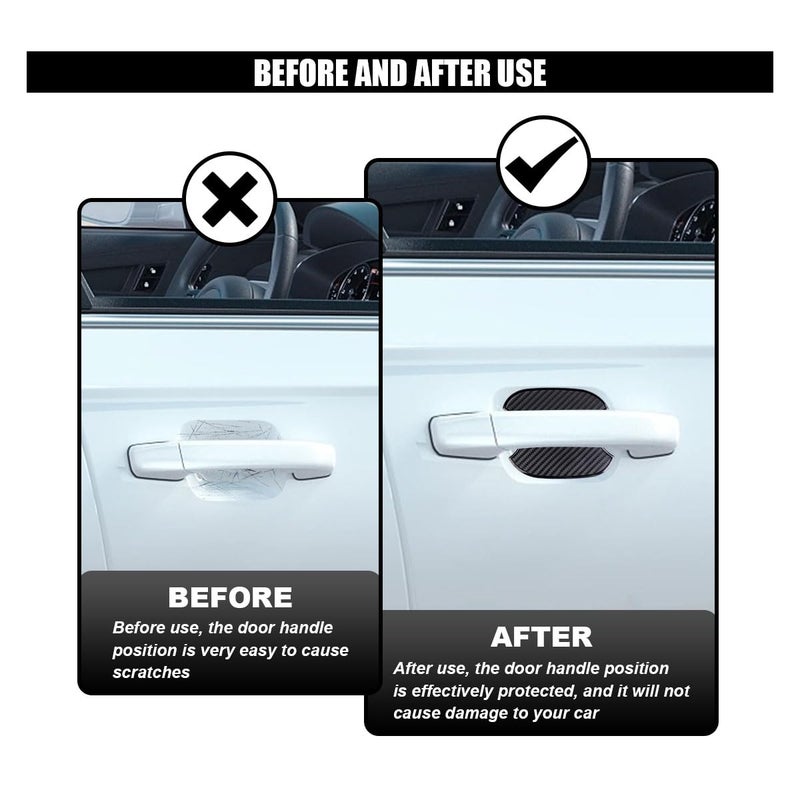 smilfuy 4PCS Car Door Handle Cup Scratch Protectors, TPU Carbon Fiber Door Bowl 3D Sticker, Universal Door Handle Protective Film for Most Cars (Medium) - Image 5