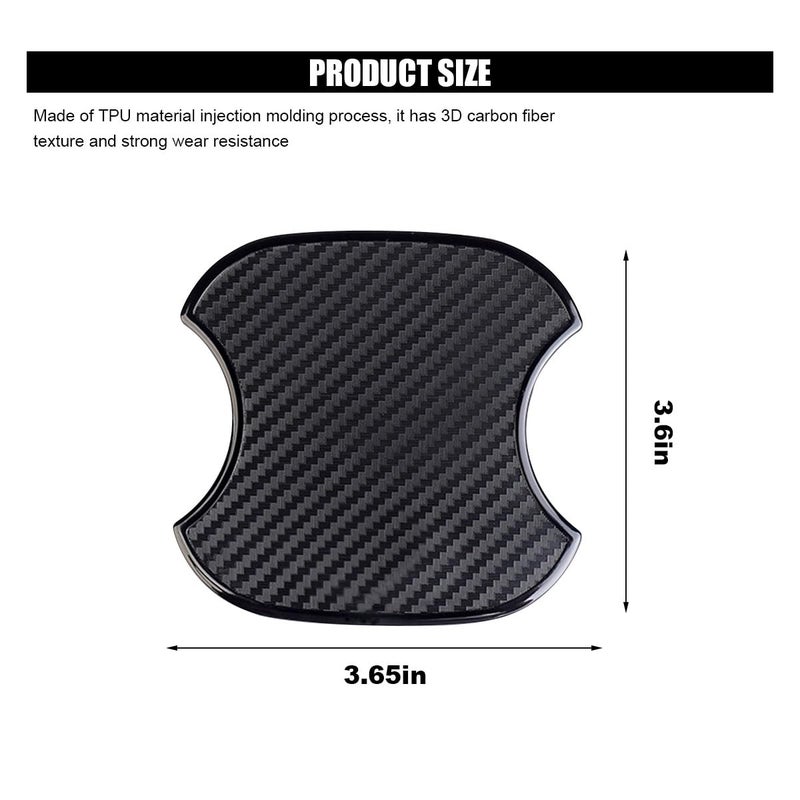 smilfuy 4PCS Car Door Handle Cup Scratch Protectors, TPU Carbon Fiber Door Bowl 3D Sticker, Universal Door Handle Protective Film for Most Cars (Medium) - Image 2