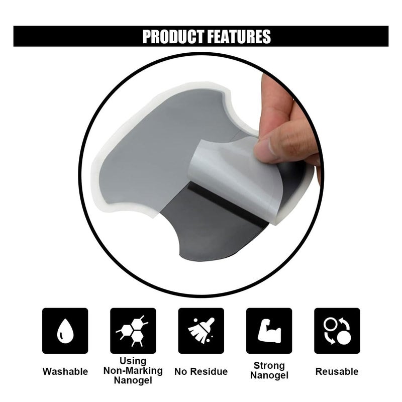 smilfuy 4PCS Car Door Handle Cup Scratch Protectors, TPU Carbon Fiber Door Bowl 3D Sticker, Universal Door Handle Protective Film for Most Cars (Medium) - Image 4