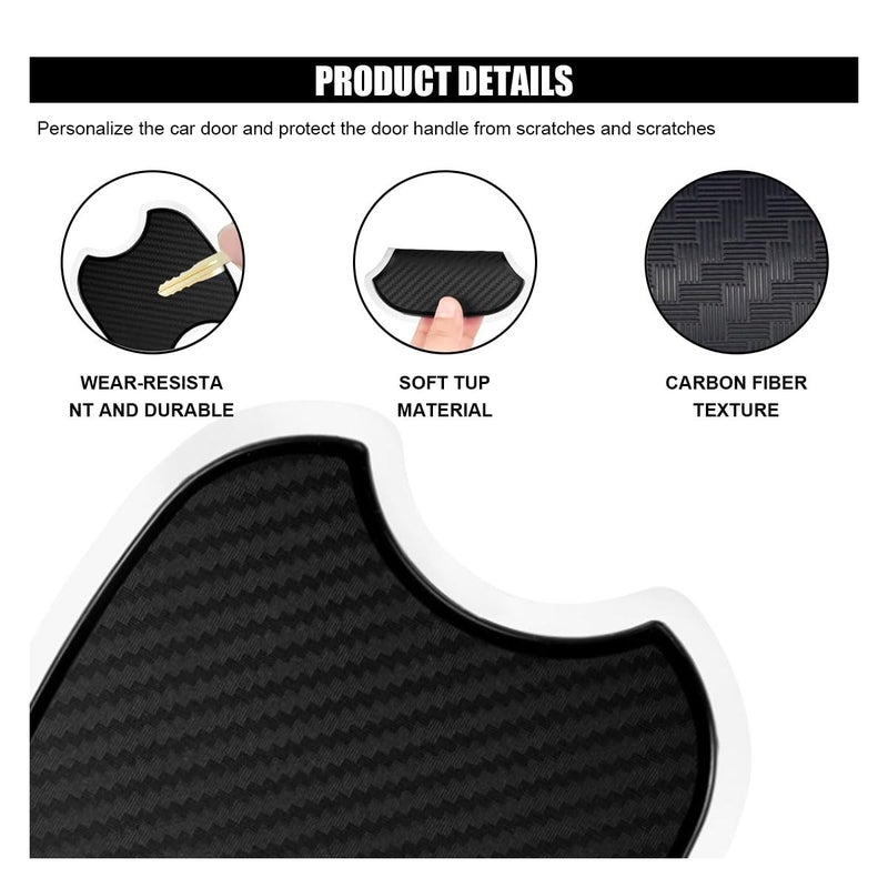 smilfuy 4PCS Car Door Handle Cup Scratch Protectors, TPU Carbon Fiber Door Bowl 3D Sticker, Universal Door Handle Protective Film for Most Cars (Medium) - Image 3