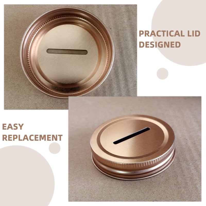 Light Gold 70mm Mason Jar Lids 12pcs Coin Slot Sealing Covers Leakproof Money Saving Caps - Image 4