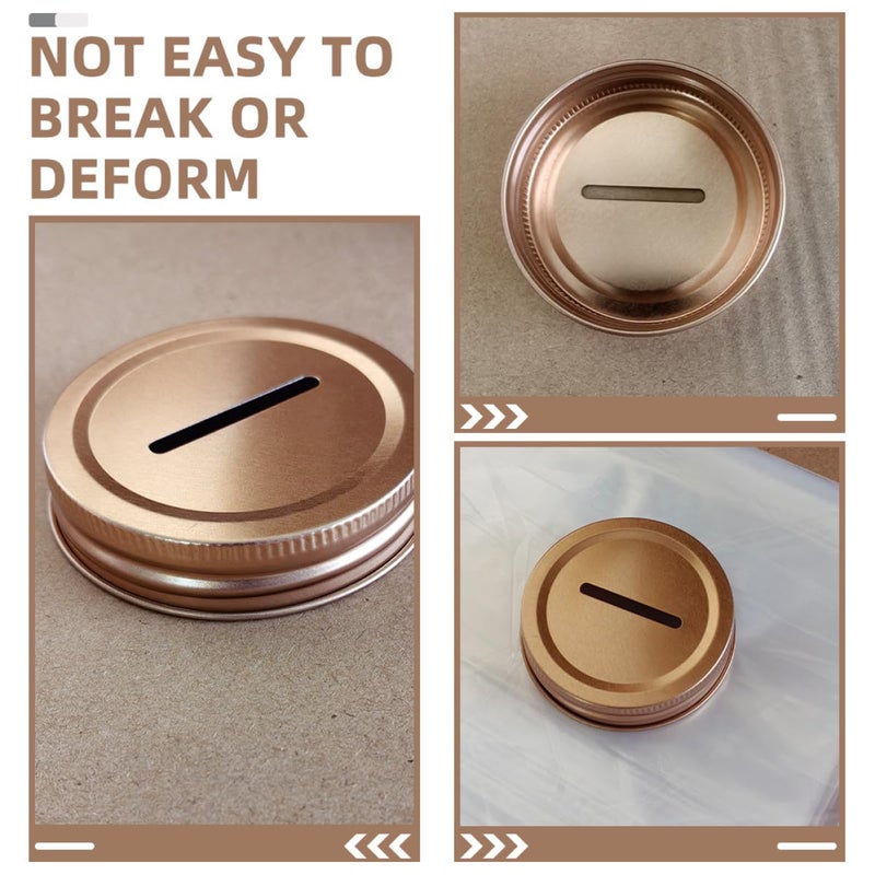 Light Gold 70mm Mason Jar Lids 12pcs Coin Slot Sealing Covers Leakproof Money Saving Caps - Image 5