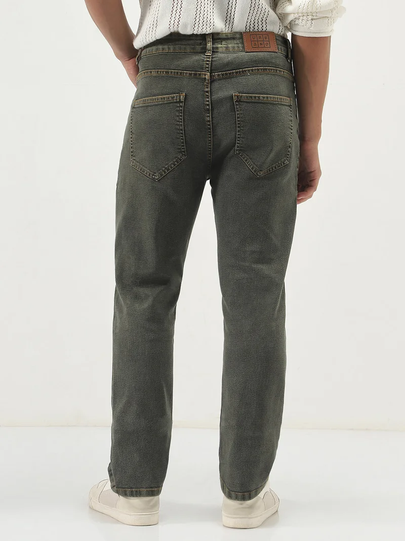 Urbano Fashion  Urbano Fashion Men's Grey Straight Fit Heavy Washed Jeans Stretchable  | Best Price UAE