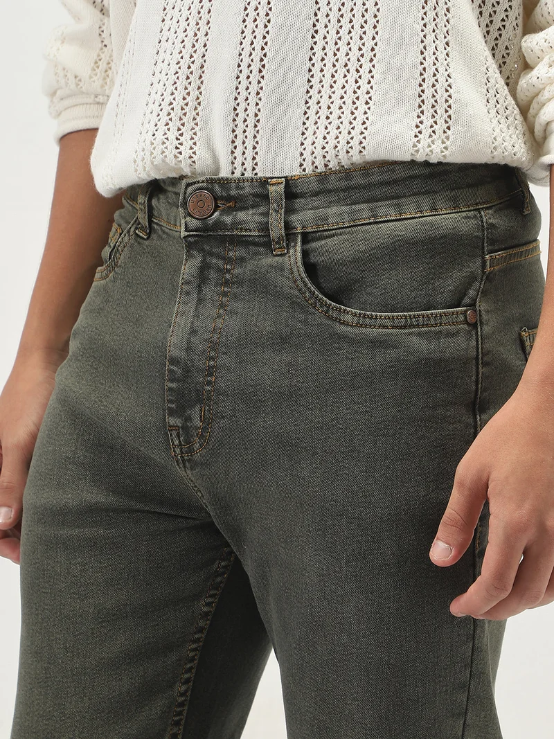 Urbano Fashion  Urbano Fashion Men's Grey Straight Fit Heavy Washed Jeans Stretchable  | Best Price UAE