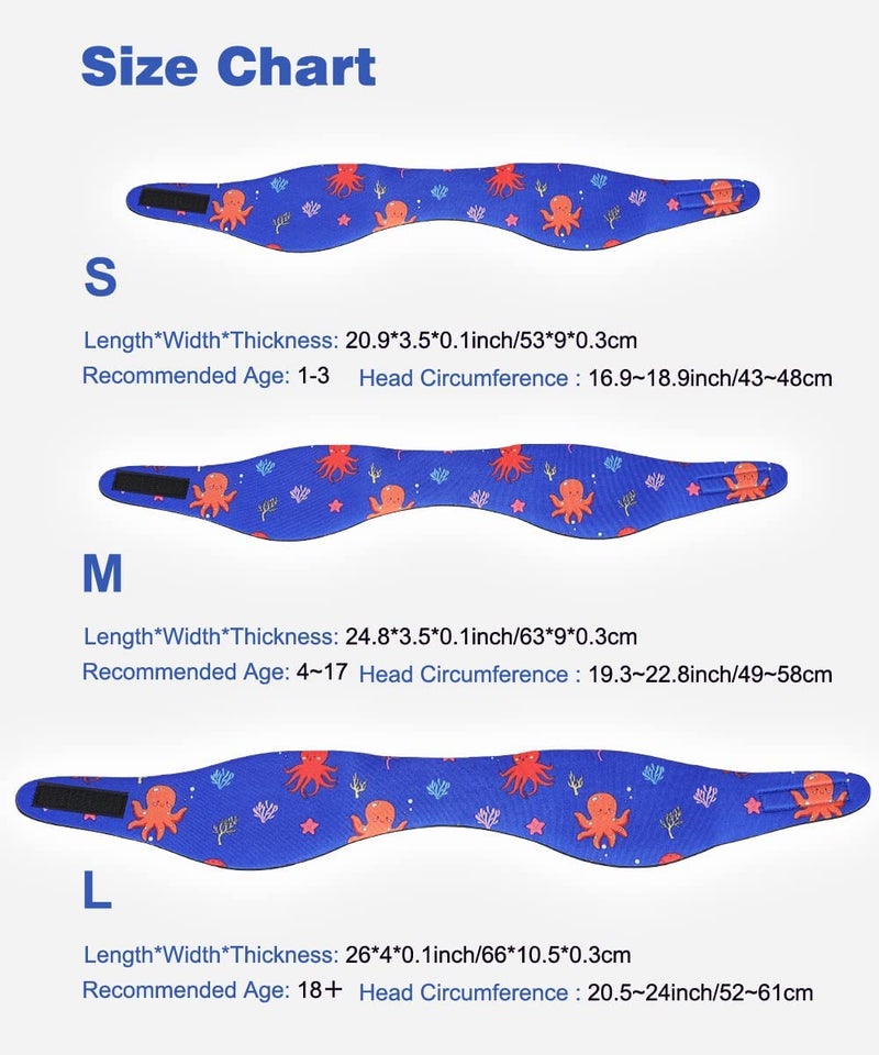 MoKo Kids Lovely Waterproof Swimming Ear Protection Band, Bathing Octopus Headband for Ages 4-17, Blue - Image 3