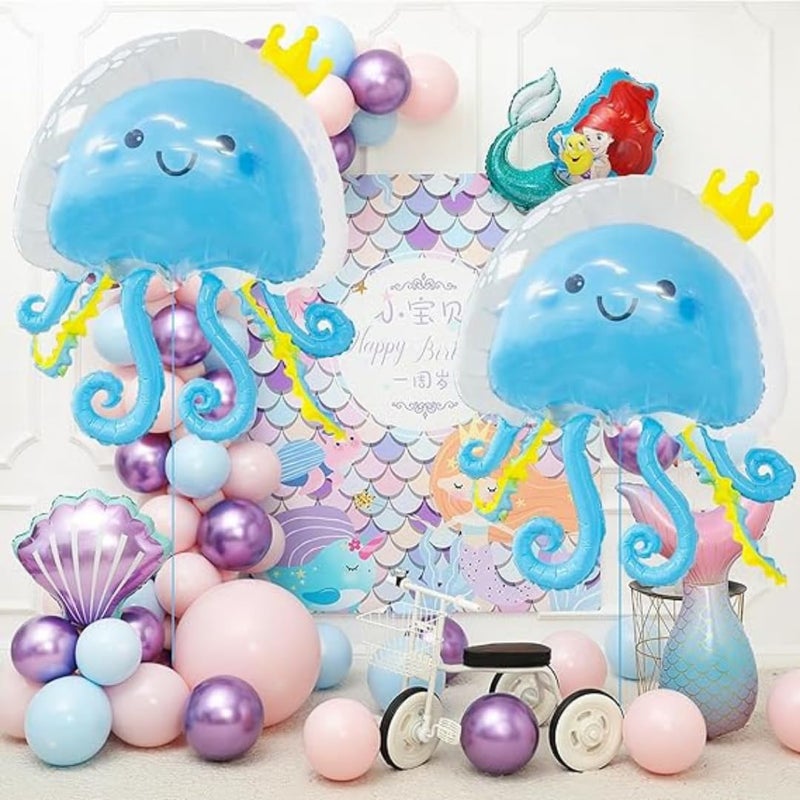 WP WANNA PARTY Wanna Party 36" Jellyfish Balloons Inflatable Jellyfish Octopus Sea Party Decorations,Mermaid Party Decoration,Baby Shower,Theme Party Decorations-Blue - Image 4