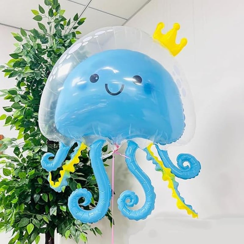 WP WANNA PARTY Wanna Party 36" Jellyfish Balloons Inflatable Jellyfish Octopus Sea Party Decorations,Mermaid Party Decoration,Baby Shower,Theme Party Decorations-Blue - Image 1