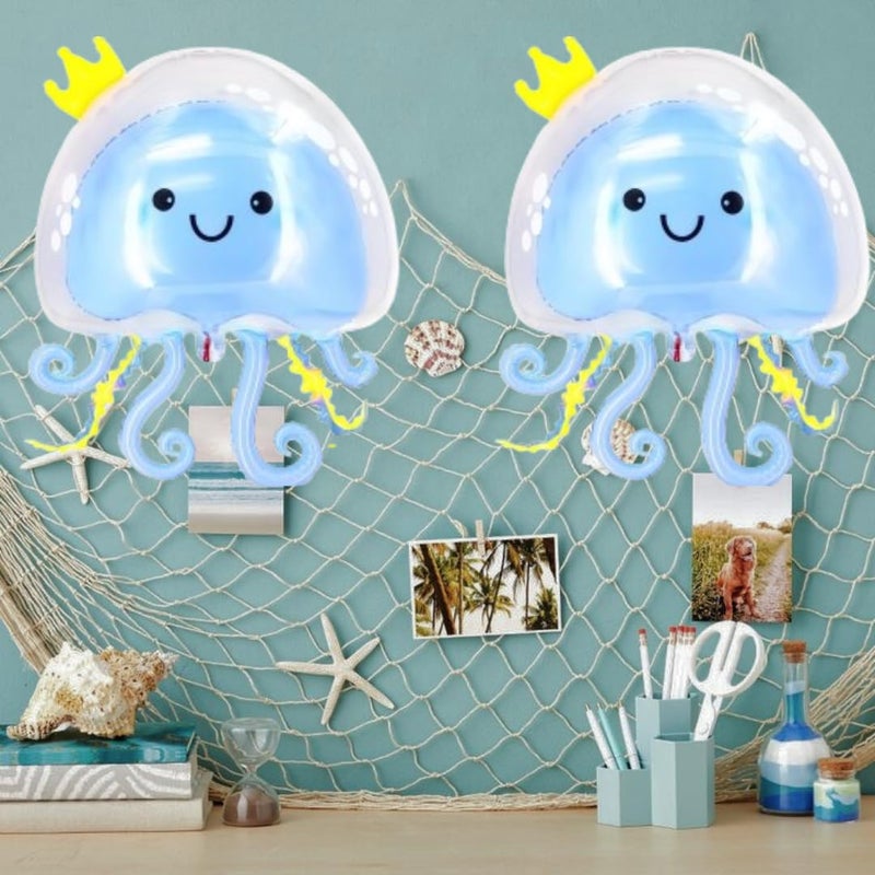 WP WANNA PARTY Wanna Party 36" Jellyfish Balloons Inflatable Jellyfish Octopus Sea Party Decorations,Mermaid Party Decoration,Baby Shower,Theme Party Decorations-Blue - Image 3