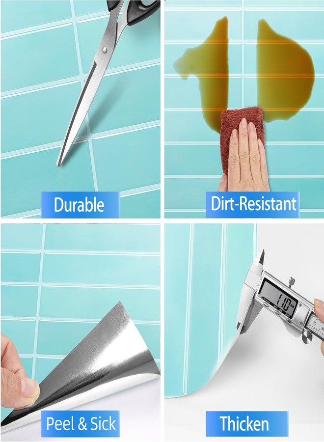 ReWallpaper بلاط حائط ReWallpaper قابل للإزالة، مكون من 17 ورقة، قابل للتقشير واللصق، مقاوم للماء، مقاس 12×12 بوصة، أزرق وأخضر، مناسب لجزر المطبخ، مناسب للمستأجرين - Image 5