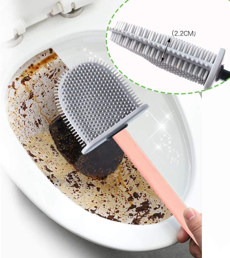Styxon Silicon Toilet Brush (Pack of 1) with Slim Holder,Quick Drying & Anti-drip Set Holder with Long Handle Silicone Flex Toilet Bowl Cleaner Brush,Soft Silicone Bristle Clean Toilet Corner Easily - Image 4